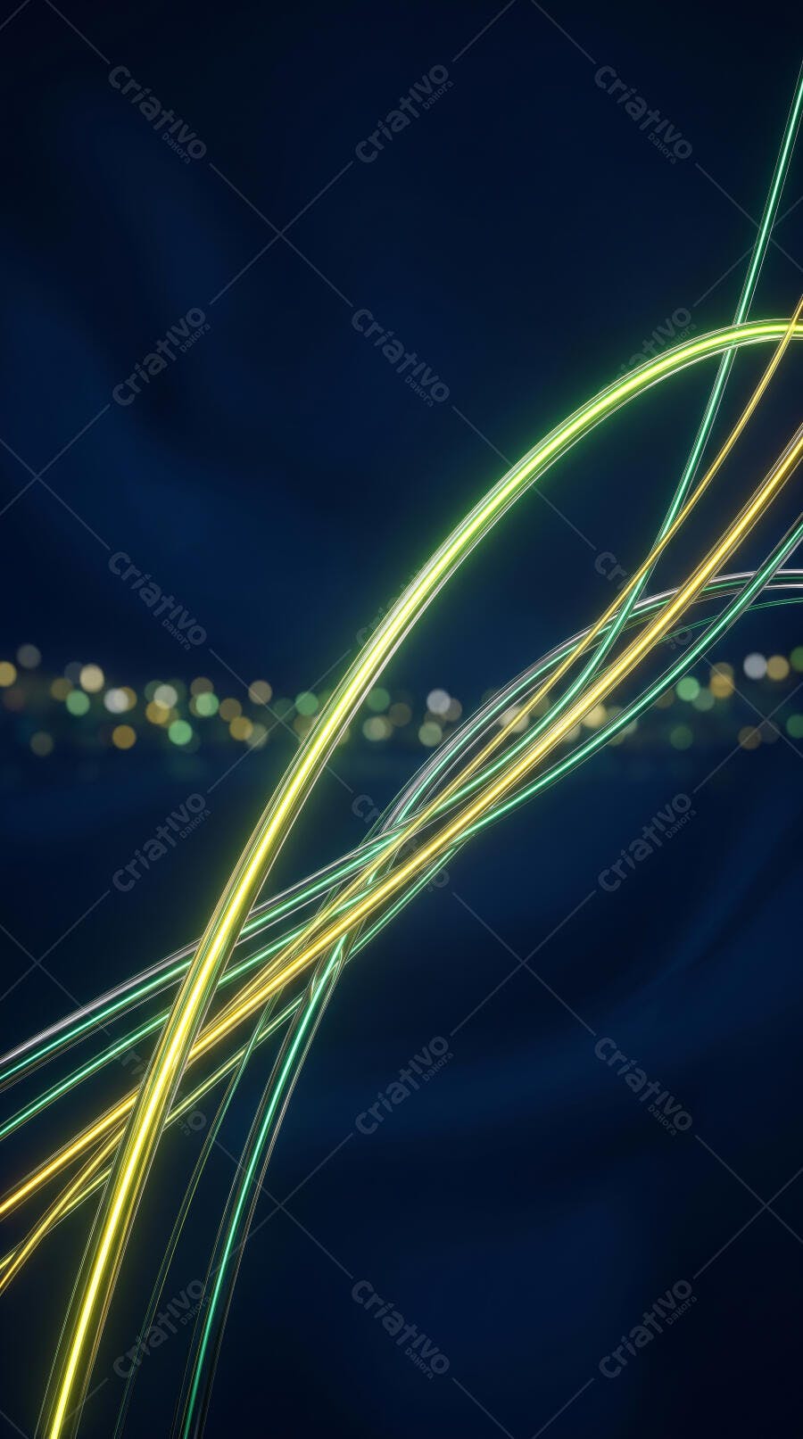 Foto Abstrata Linhas Neon Brilhantes Fundo Azul Escuro