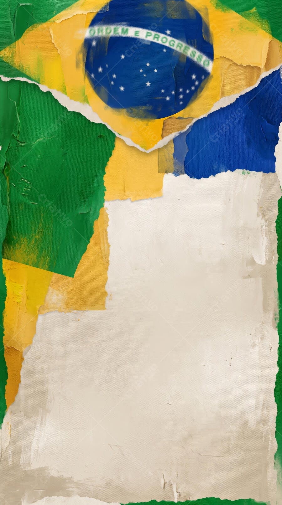 Foto Bandeira do Brasil Rasgada Textura Grunge Fundo Branco