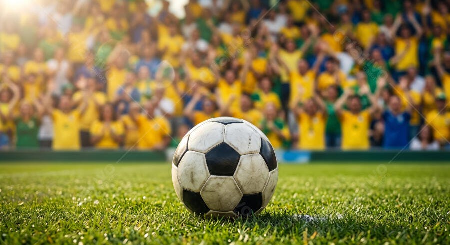 Foto Bola de Futebol Campo Gramado Torcida Brasileira