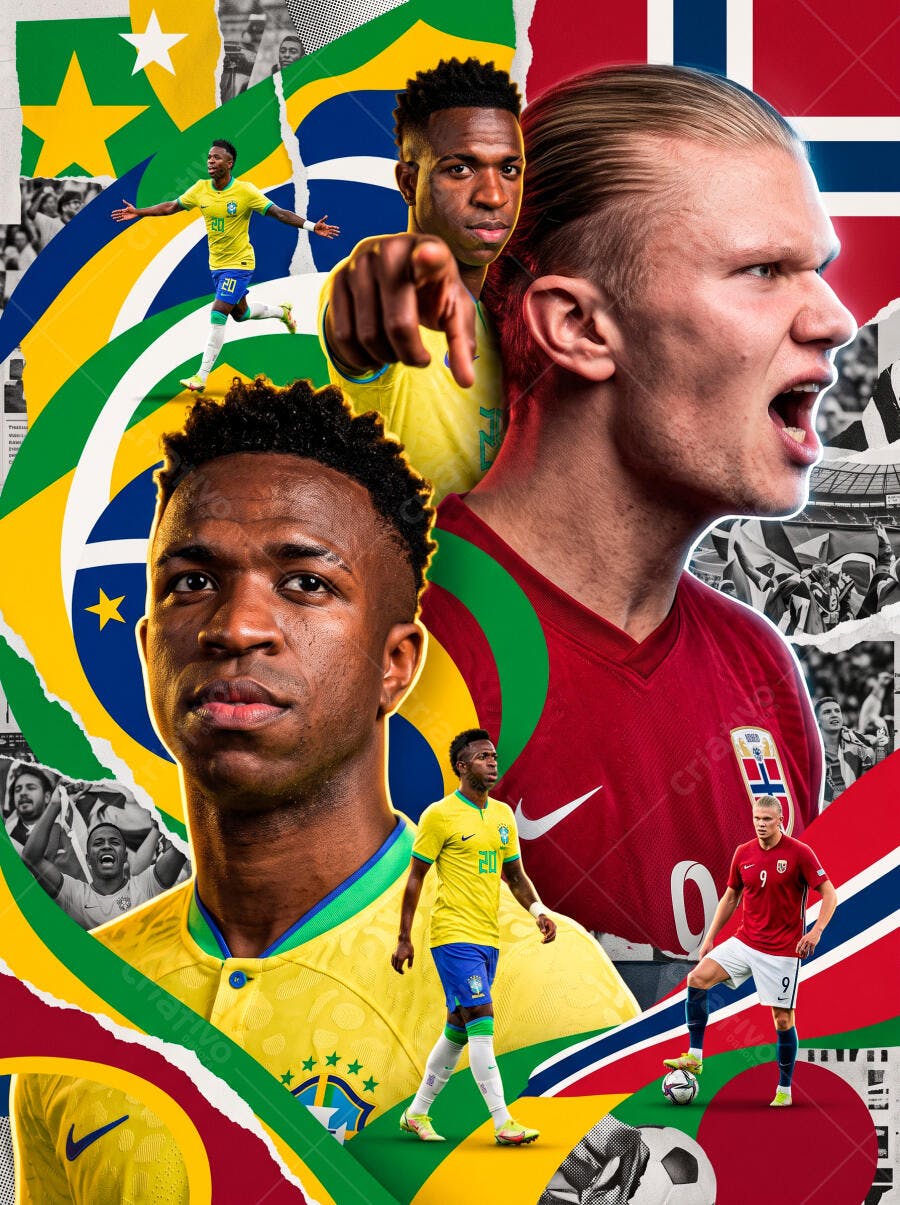 Futebol Vinicius Jr Haaland Brasil Noruega Copa do Mundo