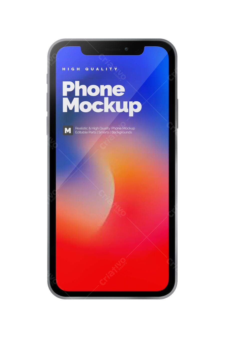 Mockup Celular Smartphone Frontal Fundo Branco Editável