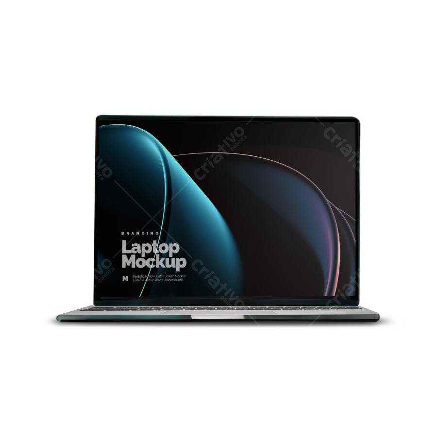 Mockup Notebook Frontal Fundo Branco Clean Editável