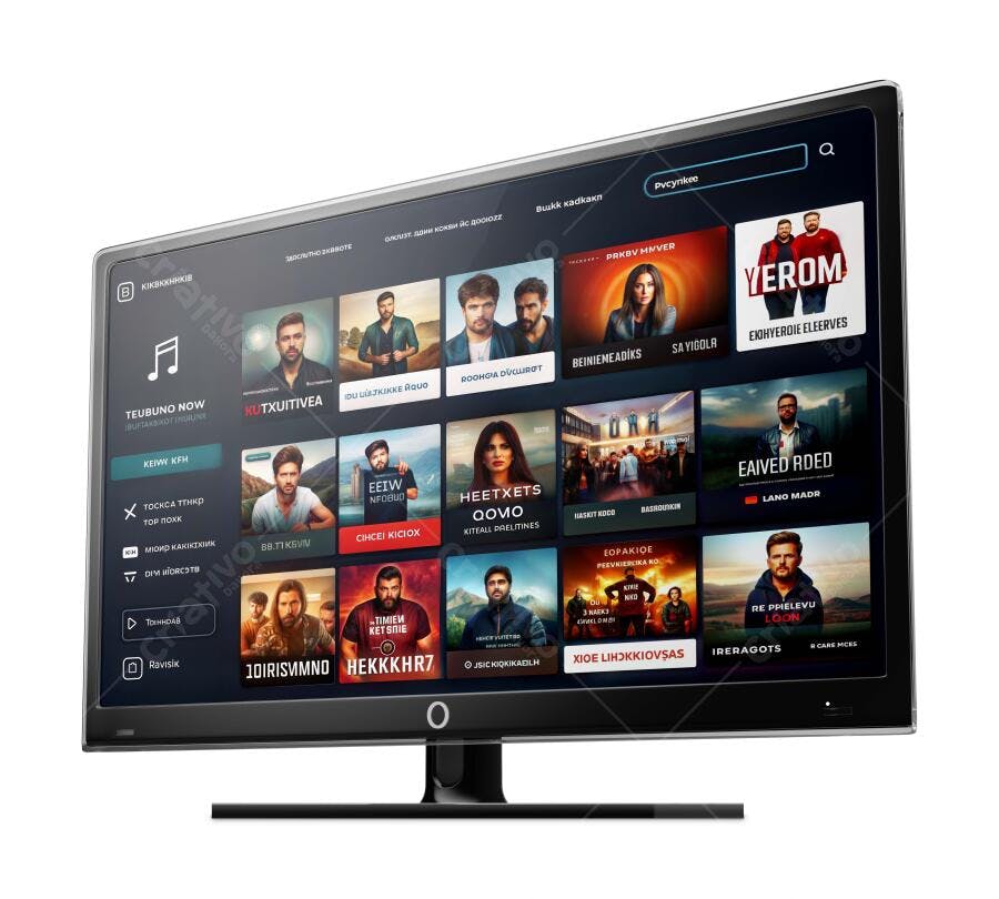 Mockup TV Smart Tela Grande Fundo Branco Editável