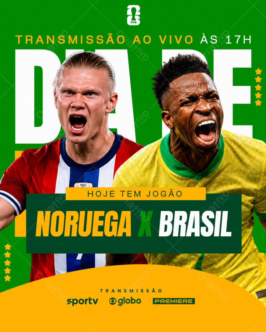Post Futebol Noruega x Brasil Transmissão PSD Editável