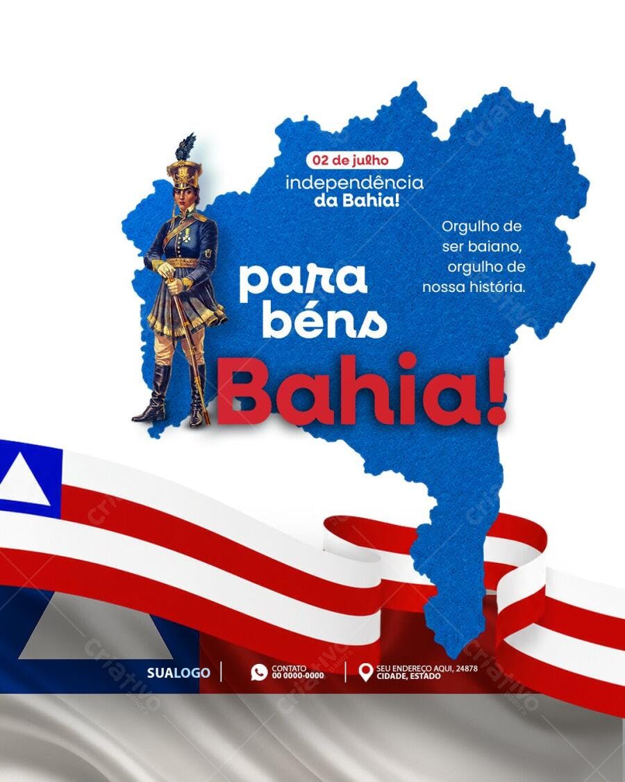 Post Instagram 02 de Julho Independência da Bahia PSD Editável