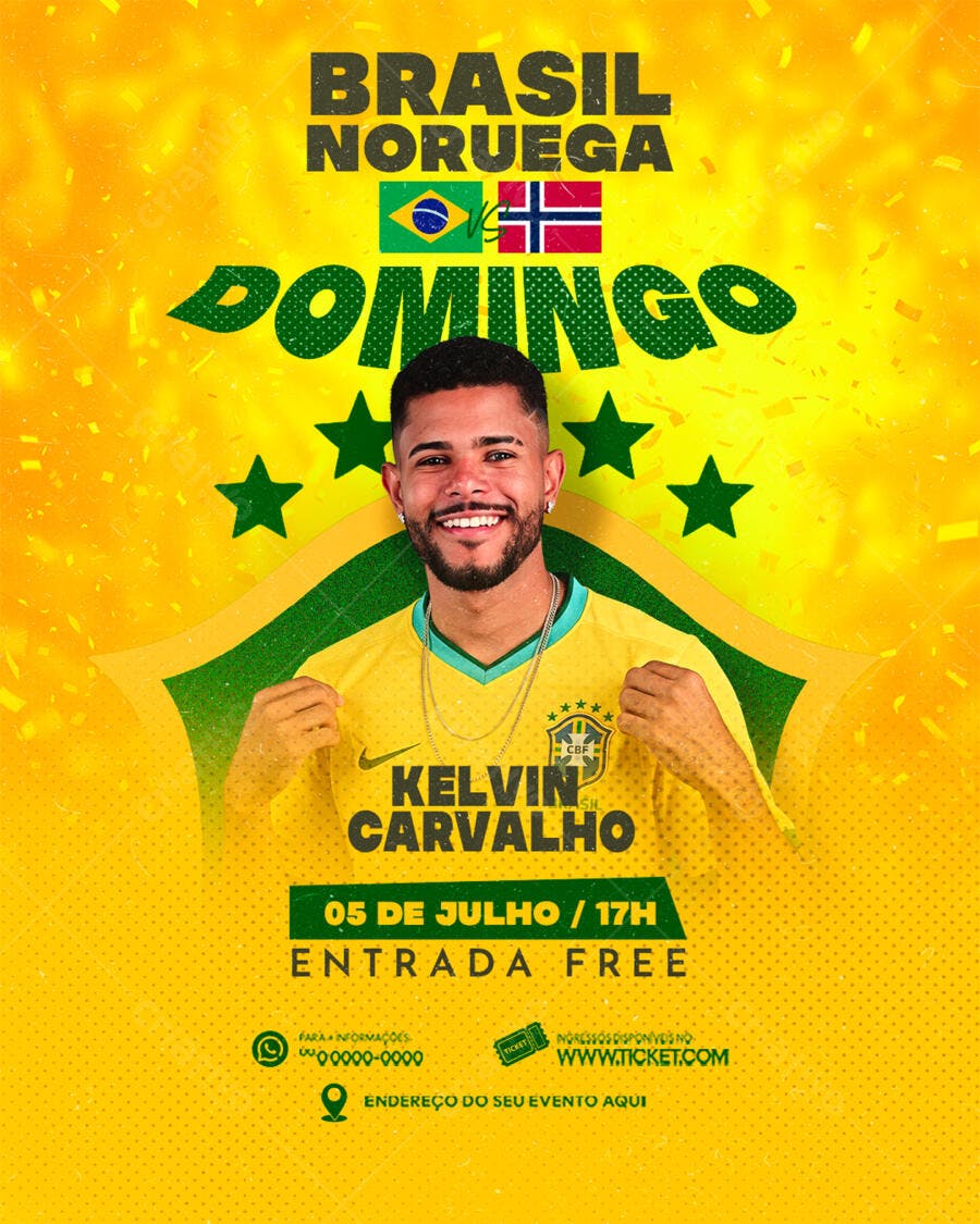 Post Instagram Brasil Noruega Futebol PSD Editável