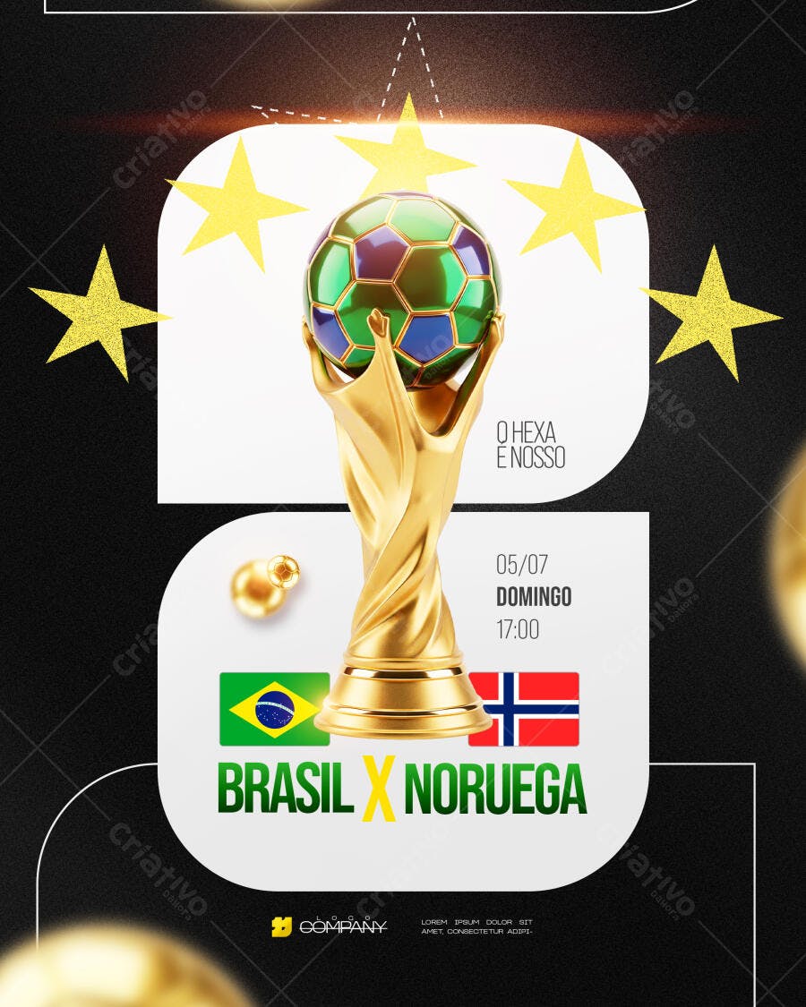 Post Instagram Copa do Mundo Futebol Brasil PSD Editável