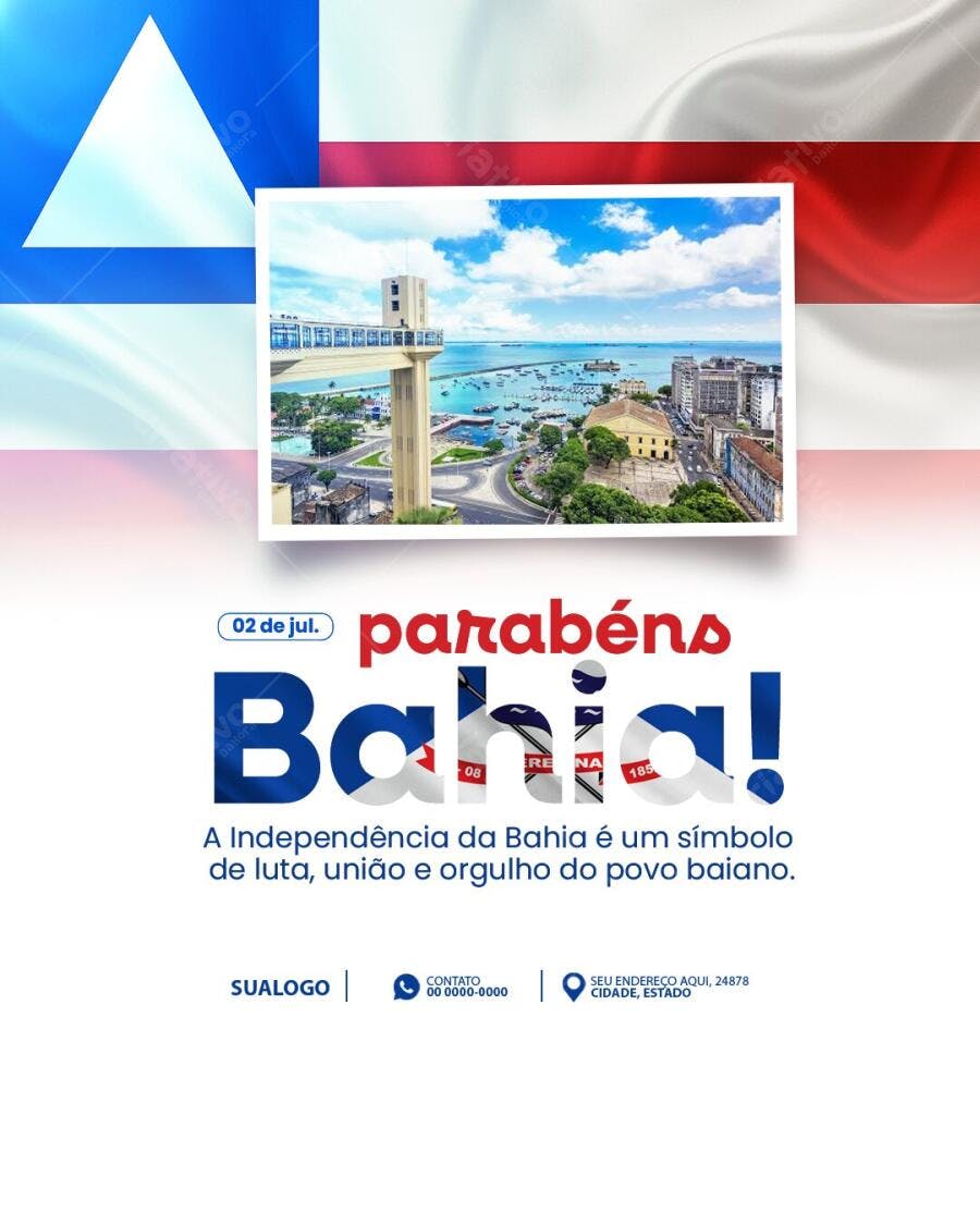 Post Instagram Independência da Bahia 02 de Julho PSD Editável