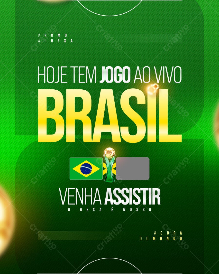 Post Instagram Jogo Brasil Copa do Mundo PSD Editável