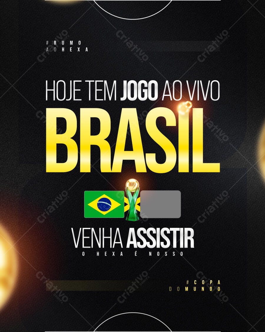 Post Instagram Jogo Brasil Copa do Mundo PSD Editável
