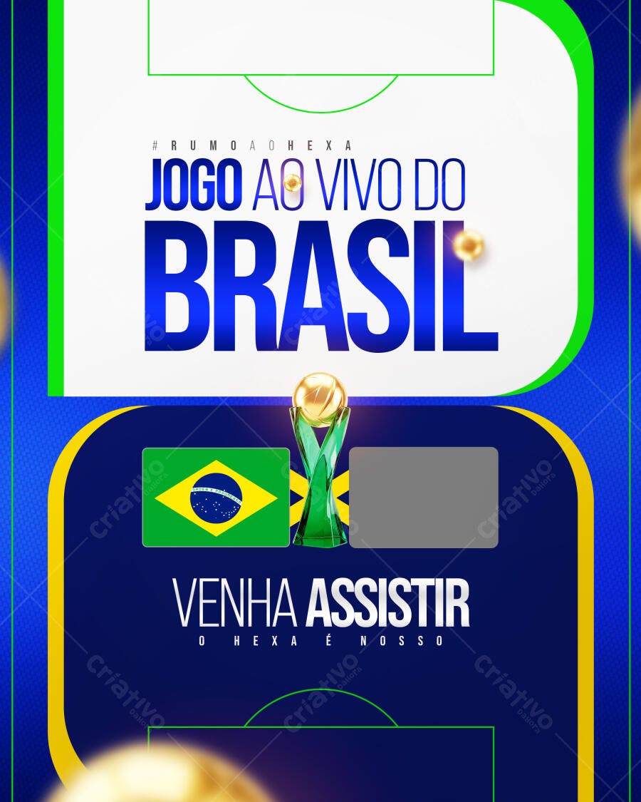 Post Instagram Jogo do Brasil Copa PSD Editável