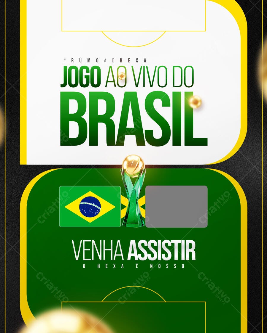 Post Instagram Jogo do Brasil Copa PSD Editável