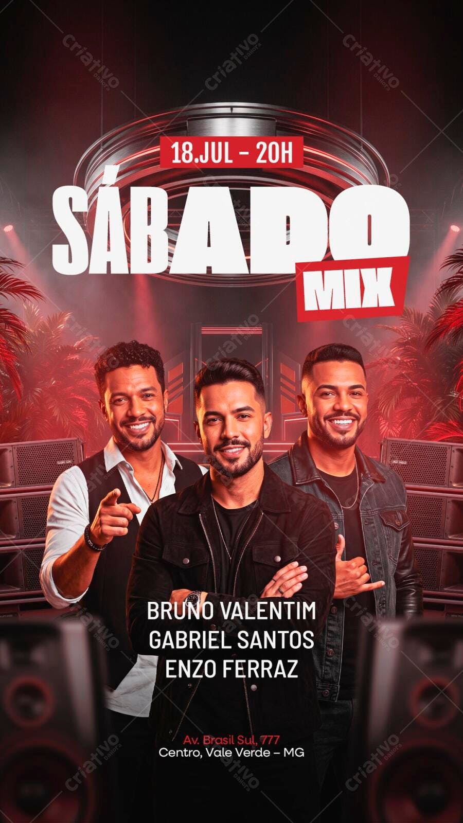 Post Instagram Sábado Mix Festa Balada PSD Editável