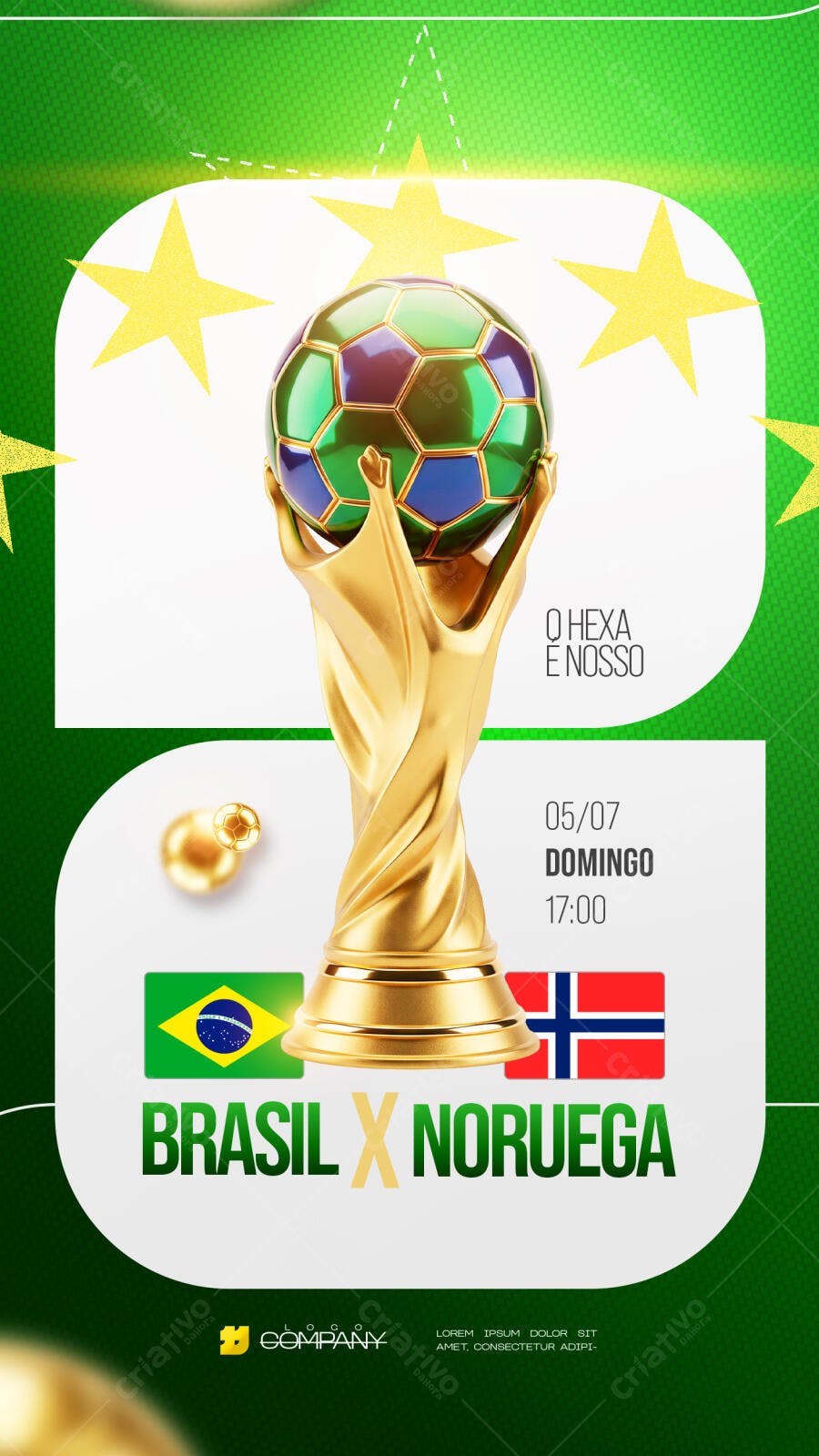 Story Futebol Brasil Noruega Copa PSD Editável