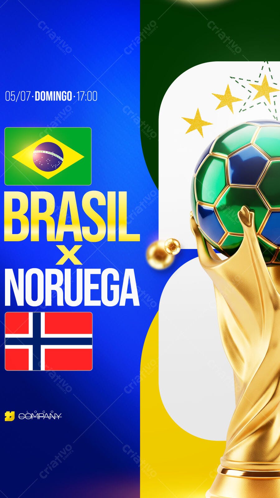 Story Instagram Brasil x Noruega Futebol PSD Editável