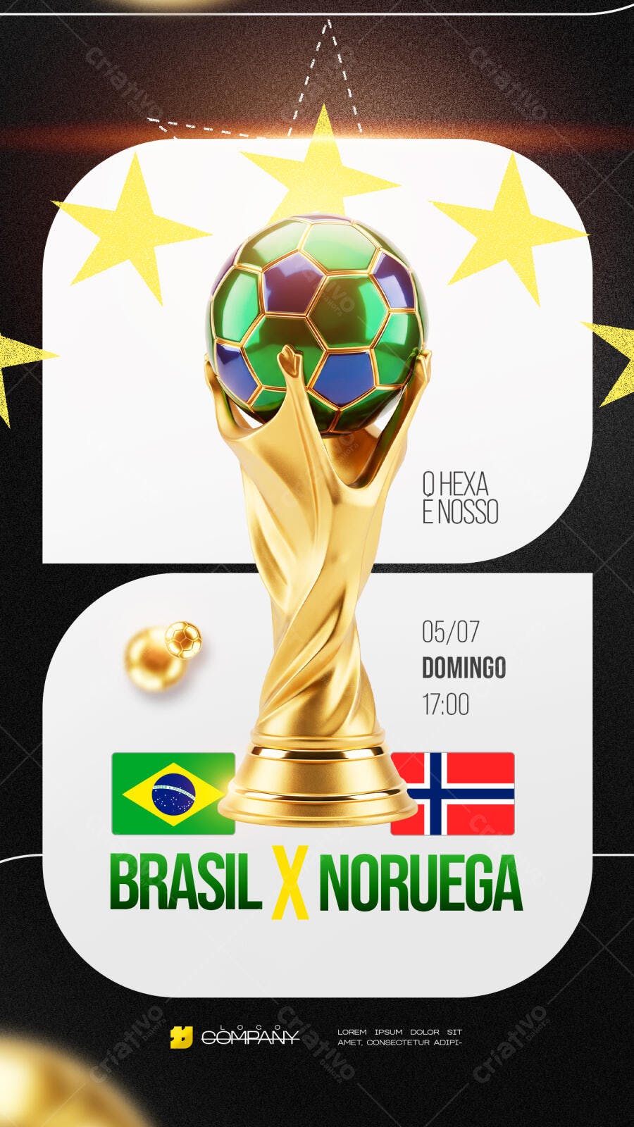 Story Instagram Copa do Mundo Brasil Noruega PSD Editável