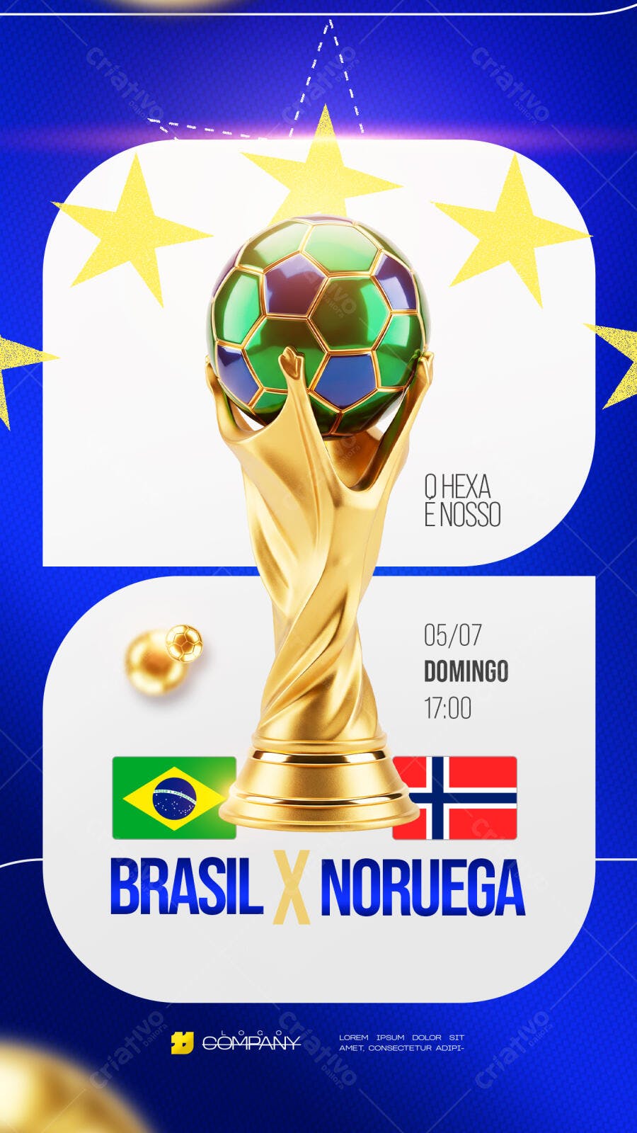 Story Instagram Copa do Mundo Brasil Noruega PSD Editável