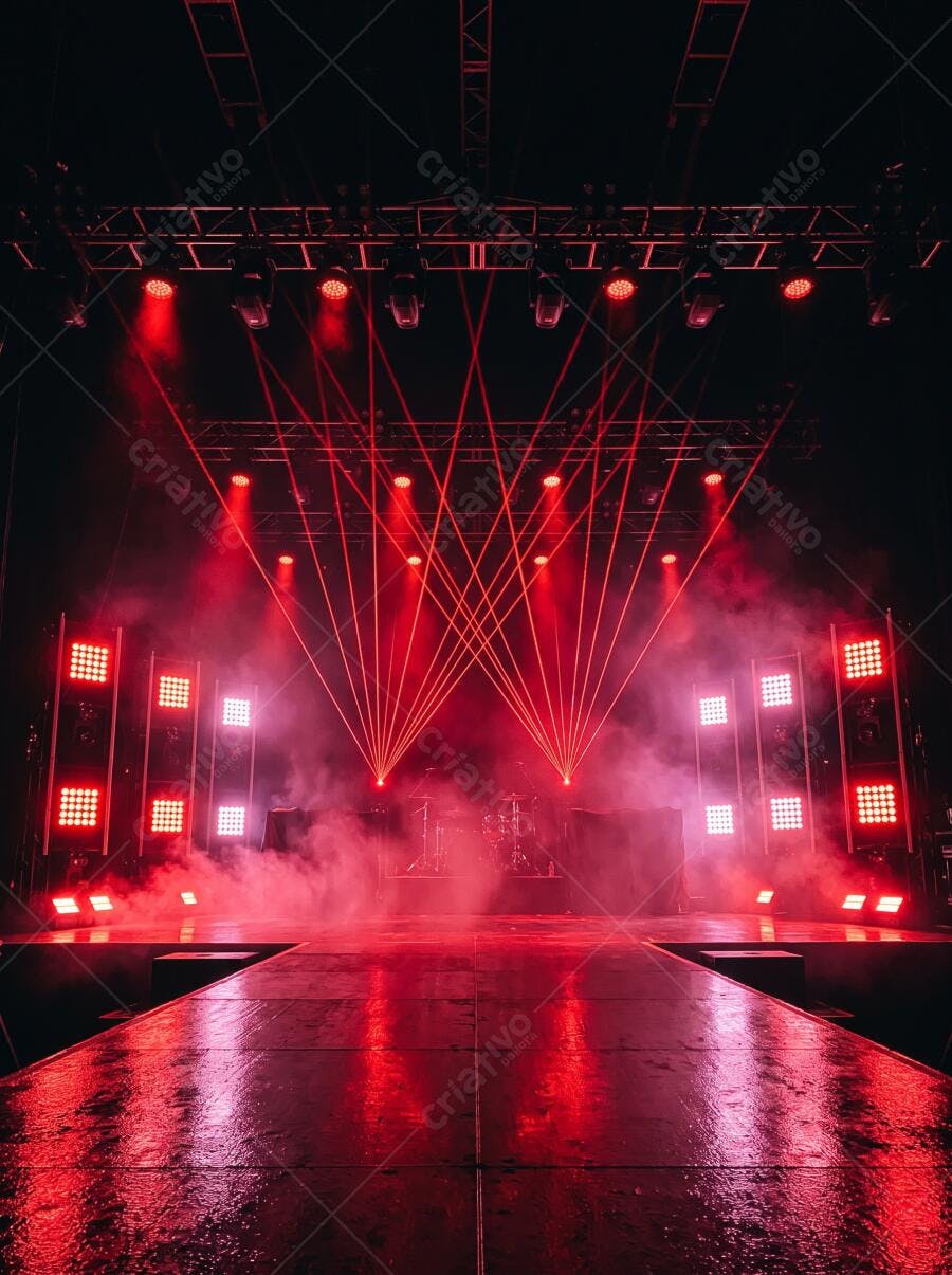 Textura Palco Show Luzes Vermelhas Fumaça para Eventos