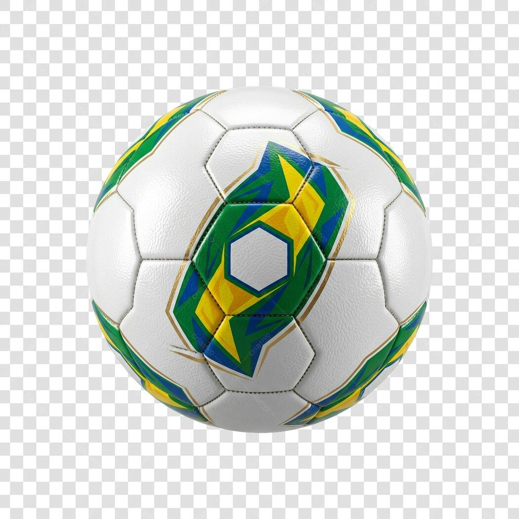 Elemento 3D Bola de Futebol Brasil Copa PNG Fundo Transparente