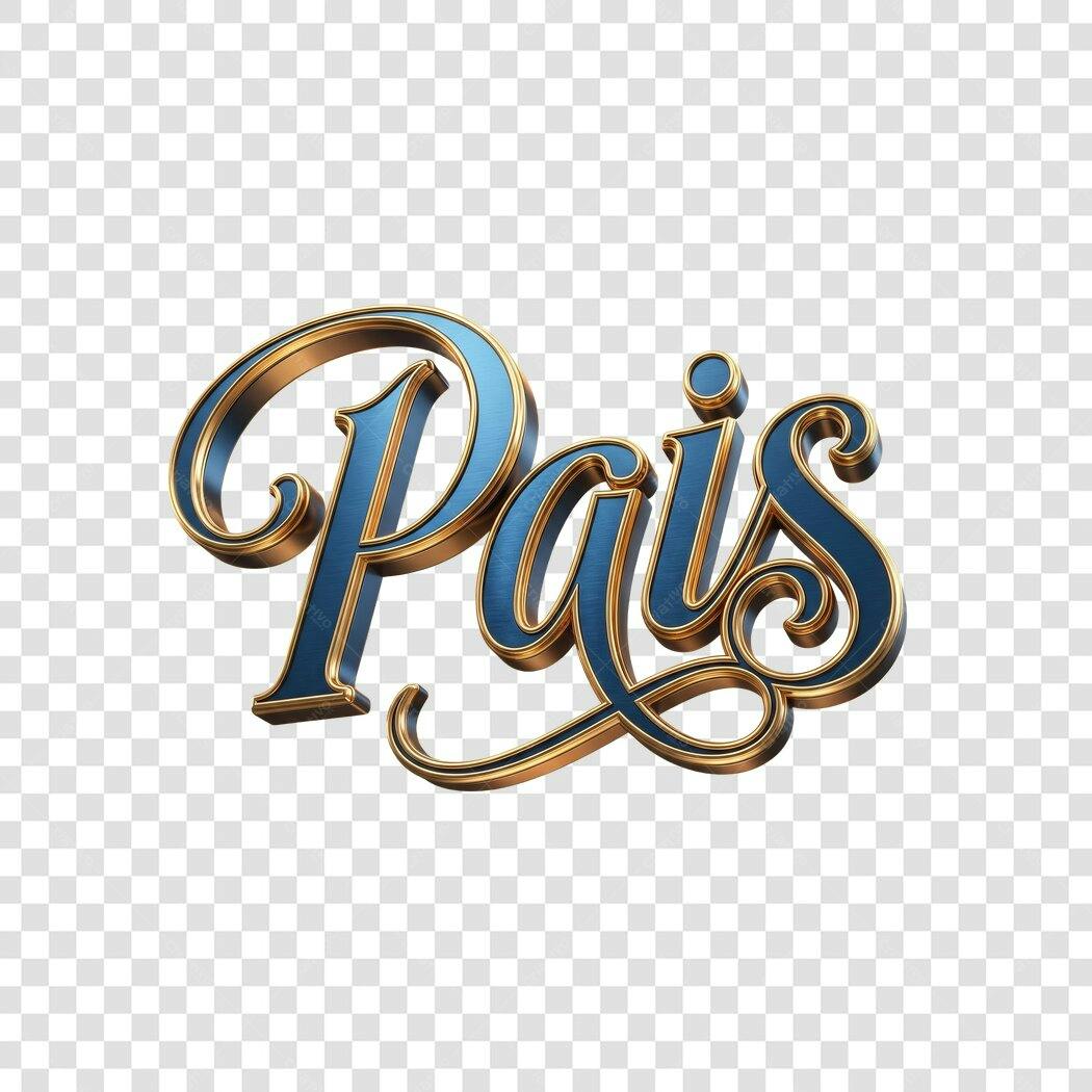 Elemento 3D Dia dos Pais Agosto Dourado Azul PNG Fundo Transparente
