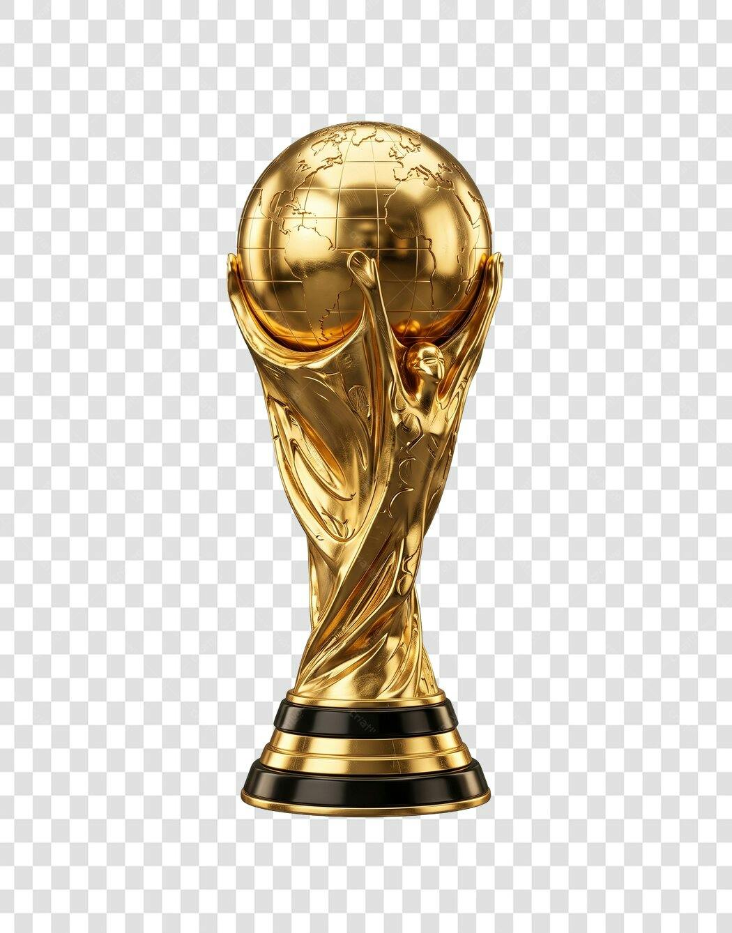 Elemento 3D Taça Troféu Mundial Dourado PNG Fundo Transparente