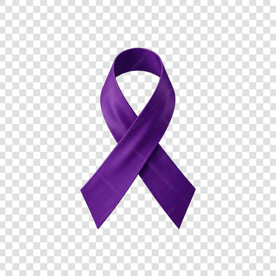 Elemento Decorativo Laço Roxo Conscientização PNG Fundo Transparente