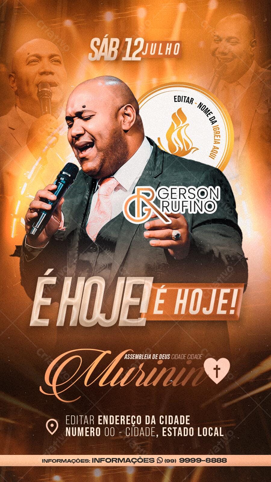 Flyer Evento Gospel Igreja Gerson Rufino PSD Editável