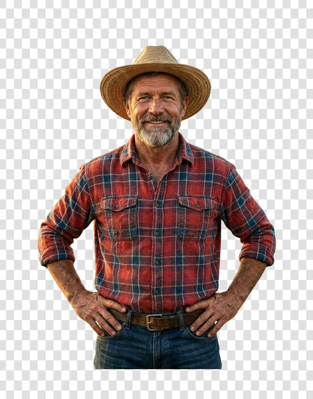 Foto Recortada Fazendeiro Homem Sorrindo PNG Fundo Transparente