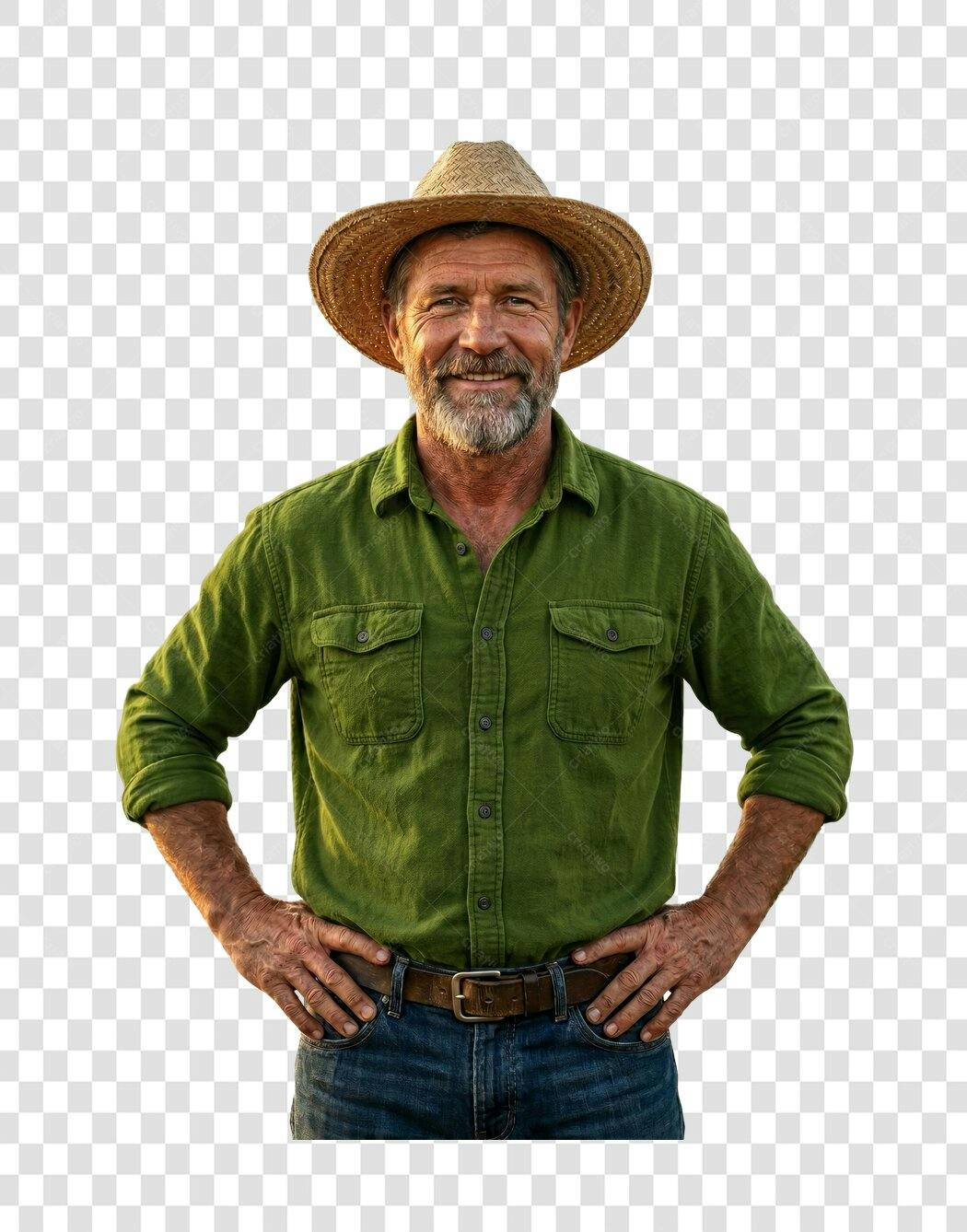 Foto Recortada Homem Fazendeiro Chapéu Sorrindo PNG Fundo Transparente