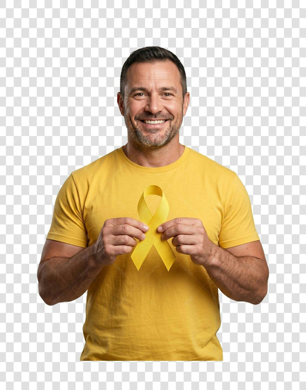 Foto Recortada Homem Setembro Amarelo Laço PNG Fundo Transparente
