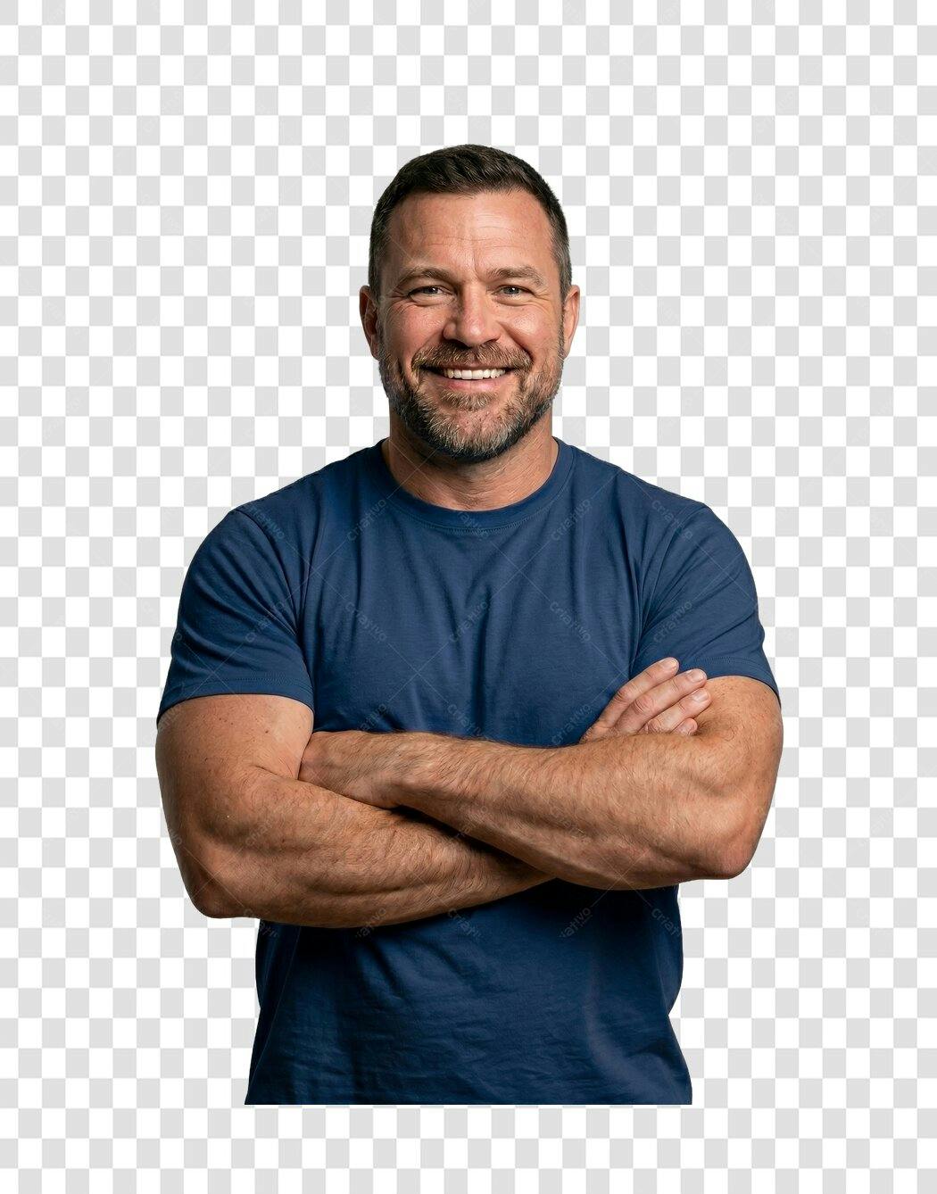 Foto Recortada Homem Sorrindo Braços Cruzados PNG Fundo Transparente