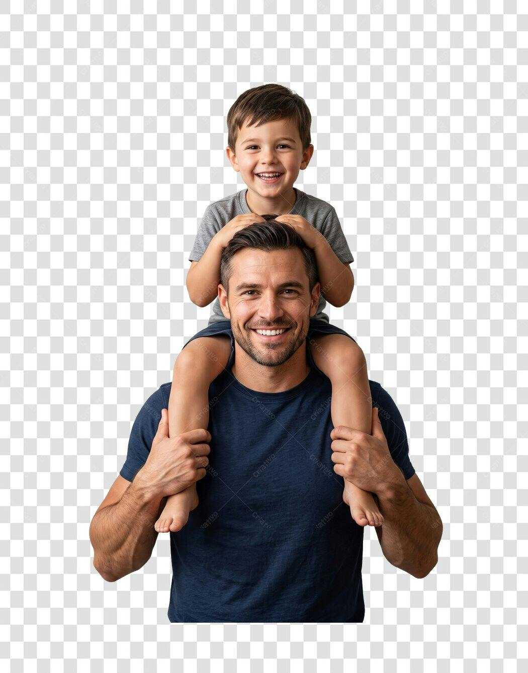 Foto Recortada Pai Filho Sorrindo Dia dos Pais Agosto PNG Fundo Transparente