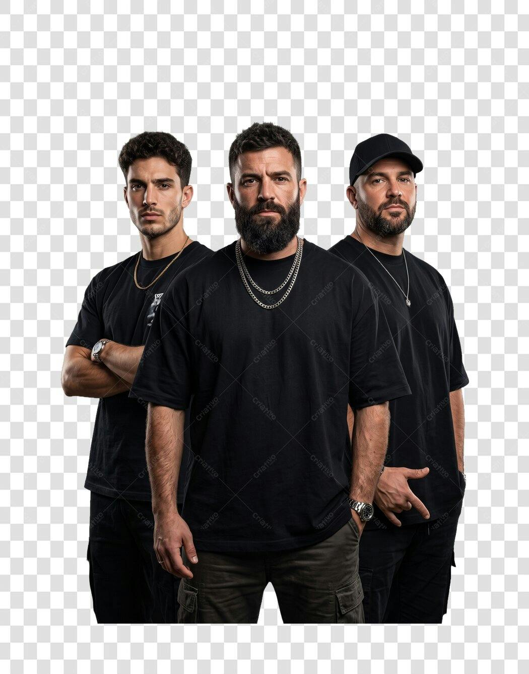 Foto Recortada Três Homens Barba Bonés PNG Fundo Transparente