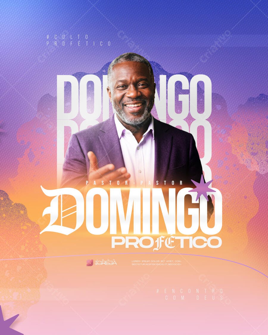 Post CULTO PROFÉTICO Domingo Igreja PSD Editável