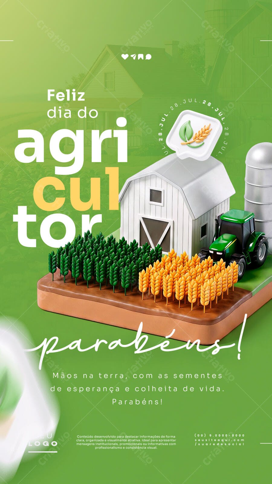 Post Dia do Agricultor 28 de Julho PSD Editável