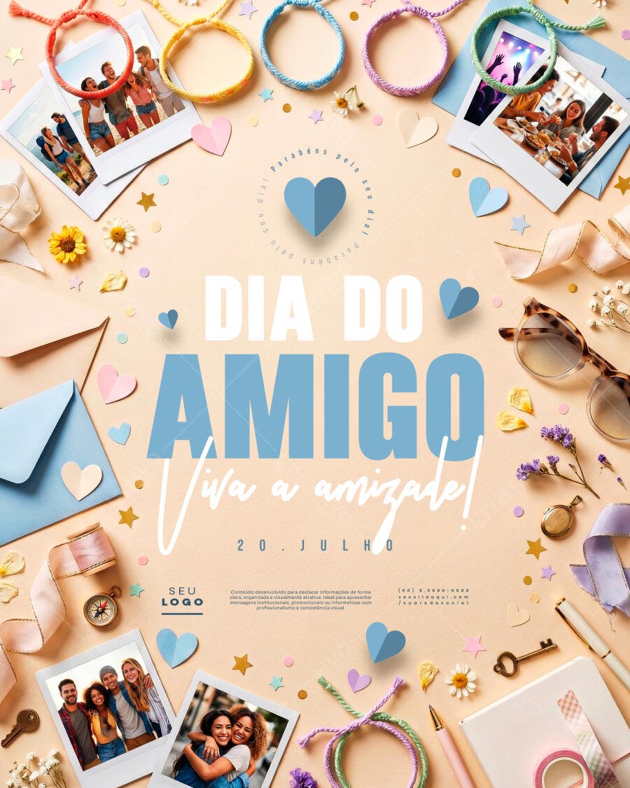 Post Dia do Amigo 20 Julho PSD Editável