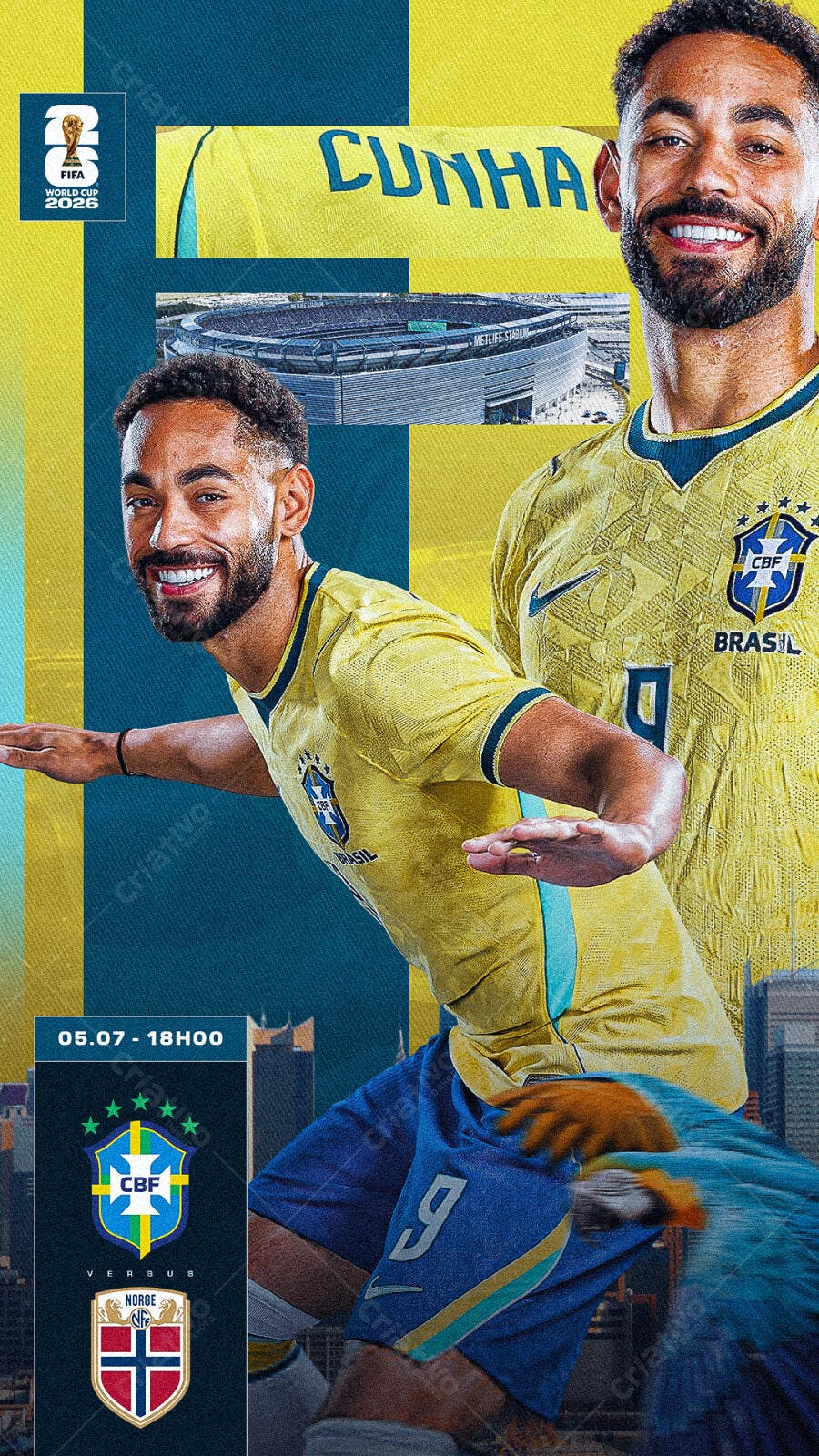Post Instagram Copa do Mundo 2026 Futebol Brasil PSD Editável