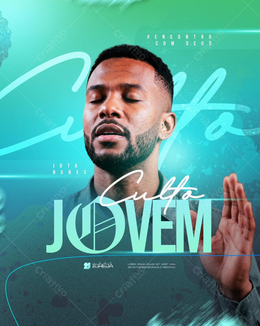 Post Instagram Culto Jovem Igreja PSD Editável