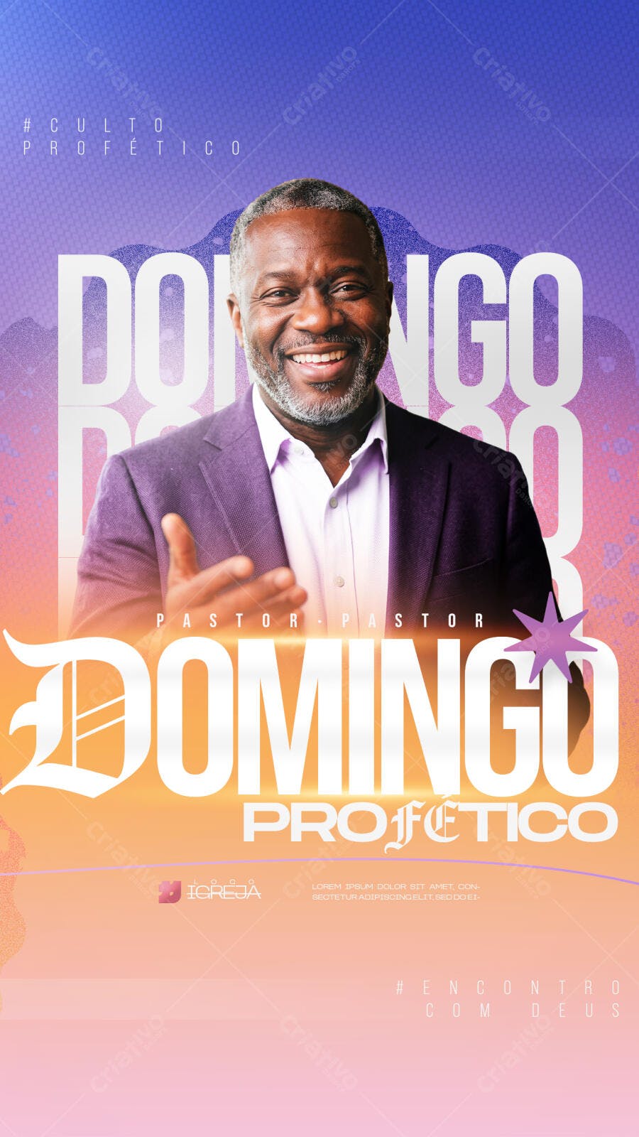 Post Instagram Culto Profético Igreja PSD Editável