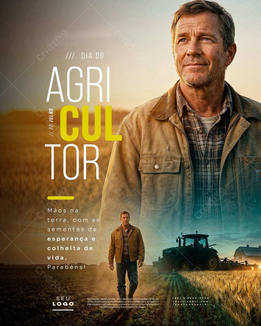Post Instagram Dia do Agricultor 28 de Julho PSD Editável