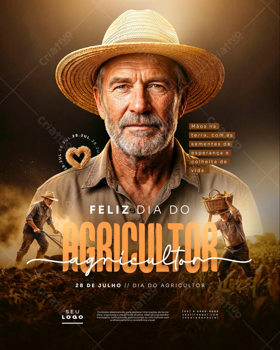 Post Instagram Dia do Agricultor 28 de Julho PSD Editável