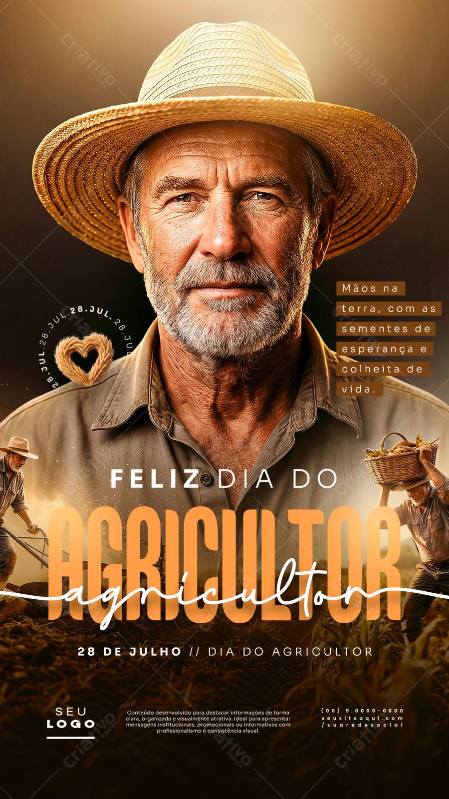 Post Instagram Dia do Agricultor 28 de Julho PSD Editável