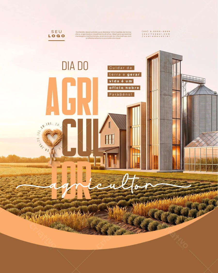 Post Instagram Dia do Agricultor Agronegócio PSD Editável