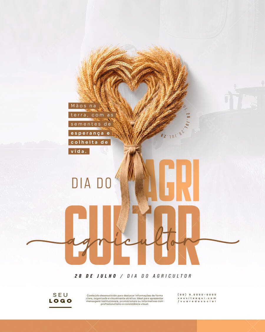 Post Instagram Dia do Agricultor Julho PSD Editável
