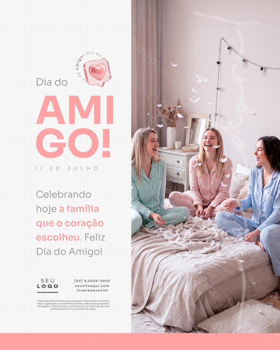 Post Instagram Dia do Amigo 20 de Julho PSD Editável