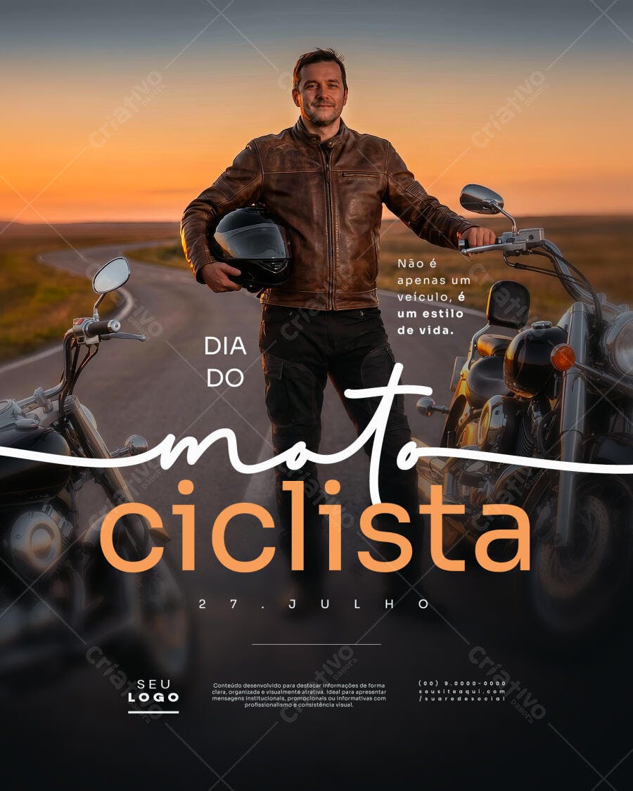 Post Instagram Dia do Motociclista 27 de Julho PSD Editável