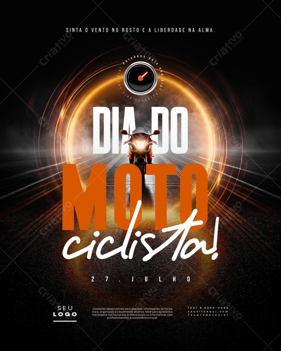 Post Instagram Dia do Motociclista 27 de Julho PSD Editável