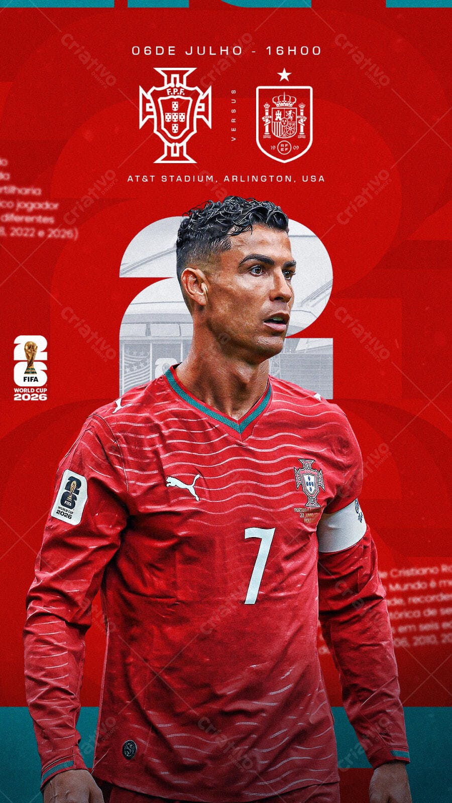 Post Instagram Futebol Copa do Mundo 2026 PSD Editável