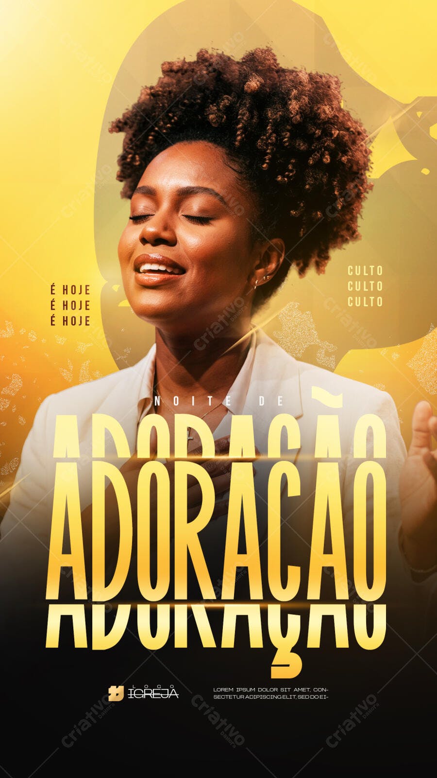 Post Instagram Noite de Adoração Igreja PSD Editável