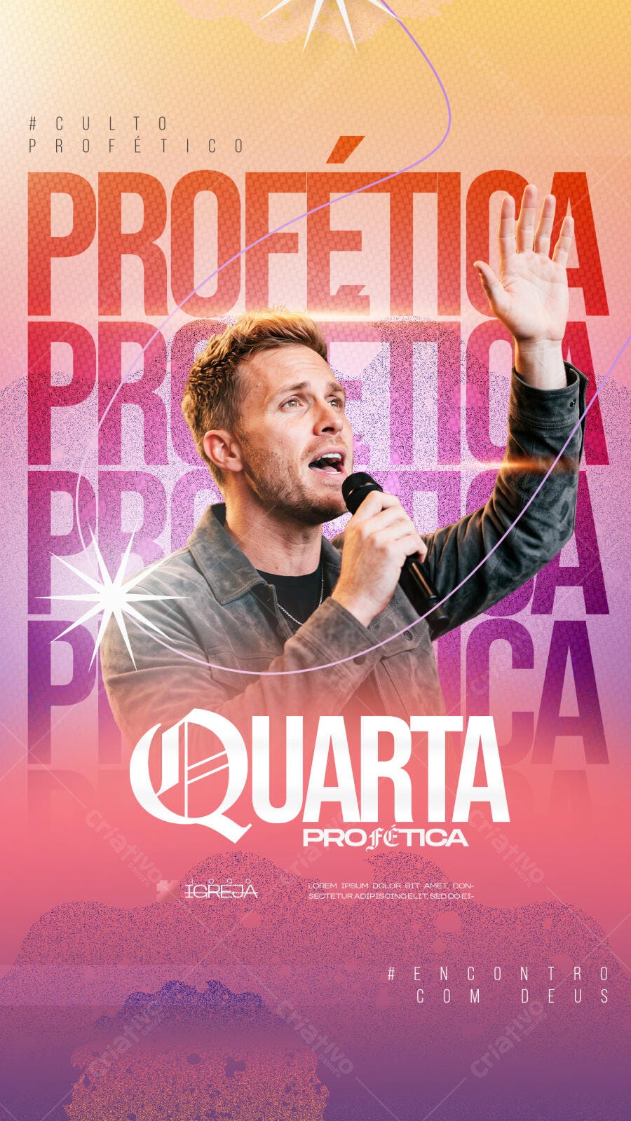 Story Instagram Culto Profético Igreja PSD Editável